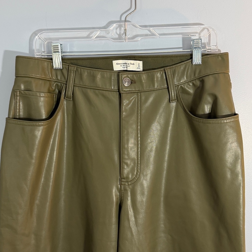 Abercrombie & Fitch faux leather 90’s relaxed high rise pants SZ 32/14 - Picture 3 of 13